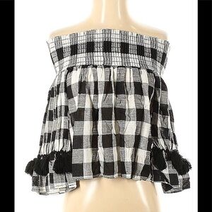 MISA Los Angeles 3/4 Sleeve Top Plaid Size XS